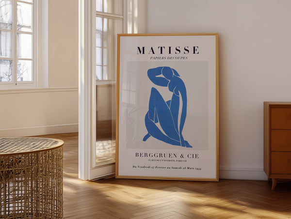 Matisse Blue Nude Wall Art Print, French Exhibition Poster Inspired Minimalist Line Drawing for Elegant Home Decor DIGITAL DOWNLOAD