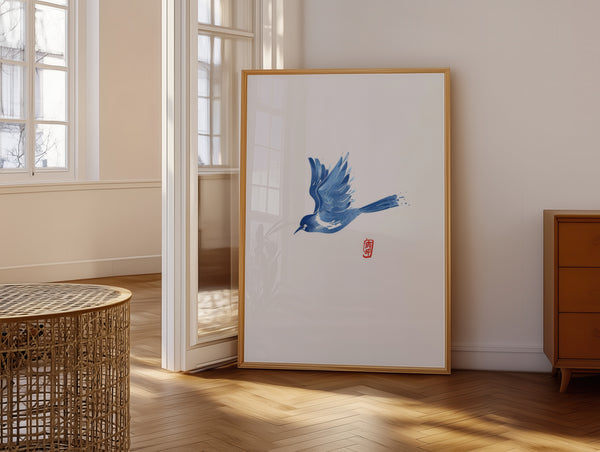 Blue Bird Japansk Plakat
