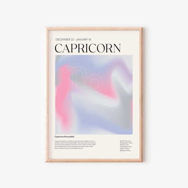 Capricorn - Farverig stjernetegns plakat Ellens Shop
