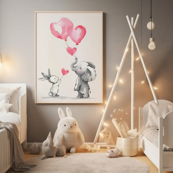 Dyr med balloner - Børneplakat