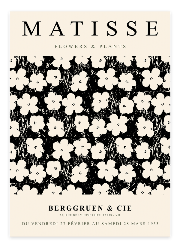Opdag Flowers - Matisse Plakat, en smuk og farverig kunstplakat med Henri Matisses ikoniske blomsterdesign. Perfekt til moderne og stilfuld indretning.