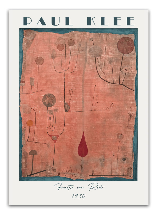Fruits on Red Paul Klee Plakat | Farverig Kunst til Dit Hjem