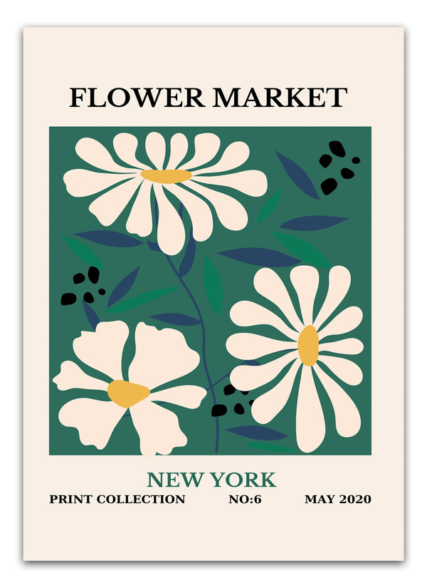 Grøn Flowermarket New York Plakat