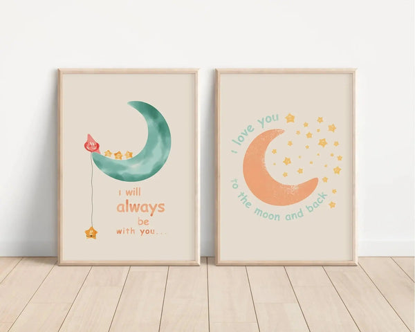 I love you to the moon and back Ellens ShopI love you to the moon and back Vores børneplakat med citatet 'I love you to the moon and back' er den perfekte måde at udtrykke din kærlighed til dit barn. Skab en hjertevarm atmosfære i børneværelset med dette smukke citat. En ideel gave til små elskede. 50x70 cm størrelse.