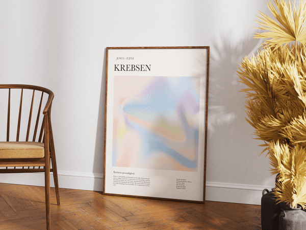 Krebs stjernetegns plakat i farverigt design med moderne grafisk udtryk – perfekt som gave eller til personlig indretning