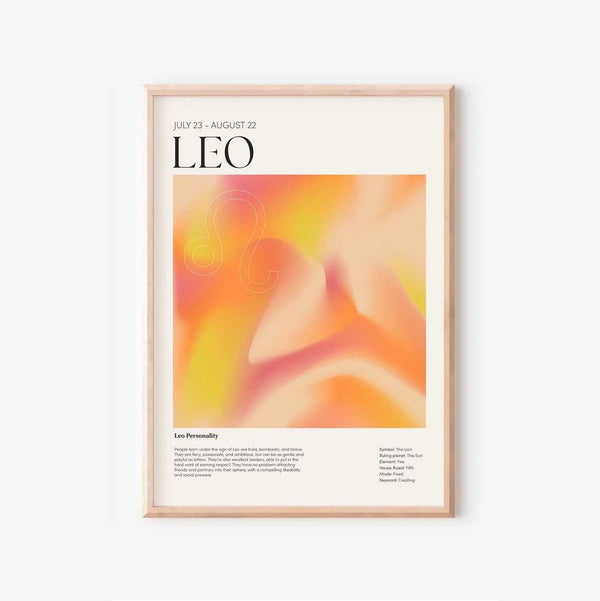 Leo - Farverig stjernetegns plakat Ellens Shop