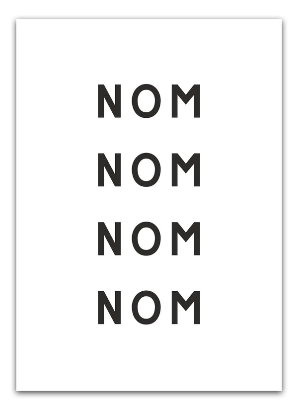 Opgrader dit køkken med vores "Nom Nom Nom Sort" plakat. Perfekt til at tilføje humor og stil. Køb plakater til køkkenet i dag!