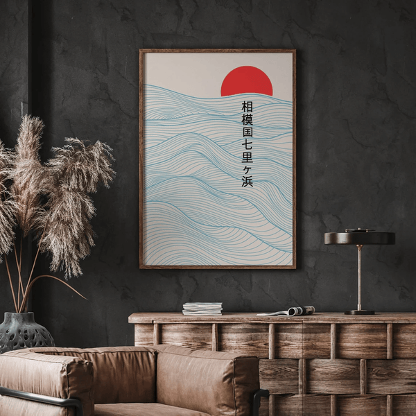 Rising Sun Waves – Japansk Kunstplakat | Strand og Sol