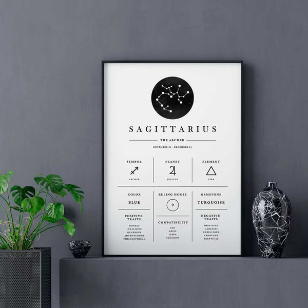 Sagittarius - Stilren stjernetegns plakat Ellens Shop