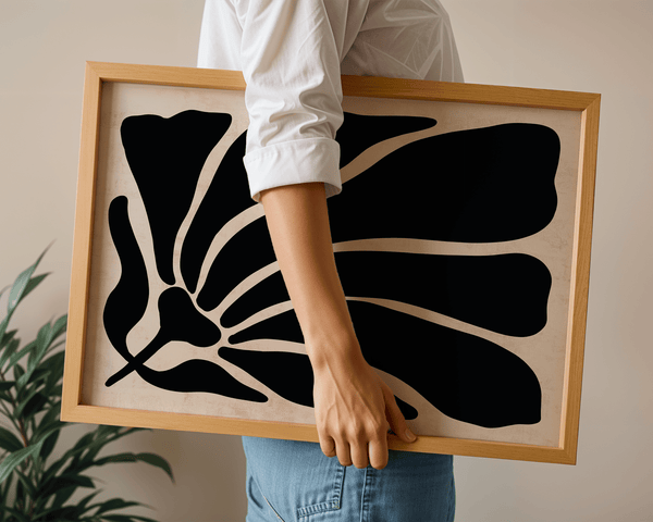 Sort Blad Plakat | Elegant Plakat med Grafisk Bladmotiv