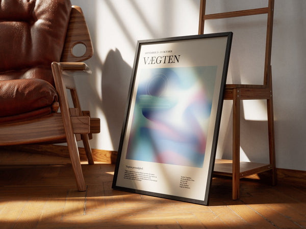 Farverig vægten stjernetegns plakat med moderne, harmonisk design