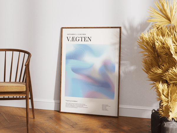 Farverig vægten stjernetegns plakat med moderne, harmonisk design