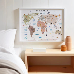 Verdenskort til Børn - Plakat