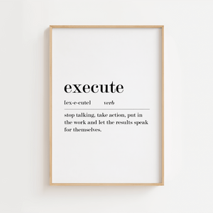 Execute Definition Plakat