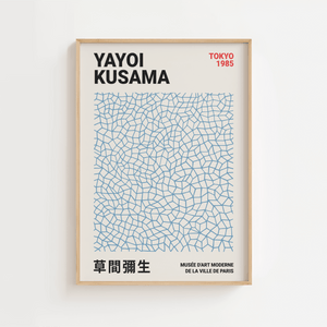 Blå Japansk Plakat Af Yayoi Kusama