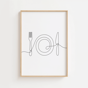 Kitchen Plate Hvid Plakat