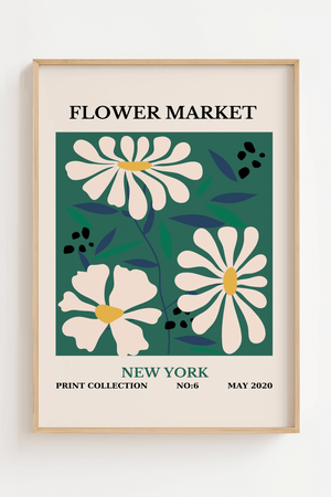 Grøn Flowermarket New York Plakat