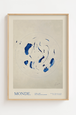 Abstrakt moderne plakat med organiske former og kunstnerisk udtryk i minimalistisk design