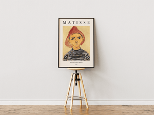 Matisse plakat med portræt af Pierre Matisse fra 1909 i varme farver.