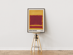Mark Rothko No.296 plakat med røde og gyldne farvefelter i hans karakteristiske abstrakte stil.