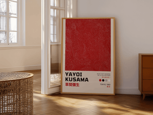 Red Infinity – Yayoi Kusama plakat med rødt mønster af små prikker i abstrakt design – moderne kunstplakat.