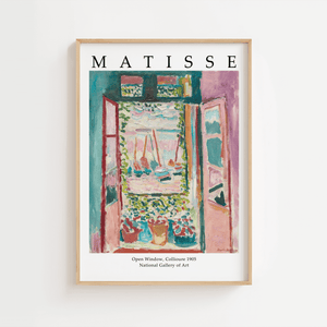 Matisse plakat med maleriet Open Window, Collioure fra 1905 i farverig fauvistisk stil.