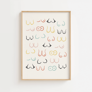 Titties breasts line art poster