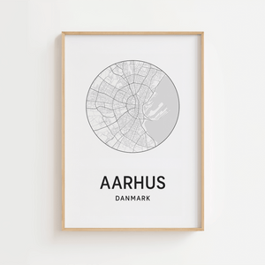 Aarhus kort plakat – Minimalistisk byplakat med stilrent design | Fra 99,-