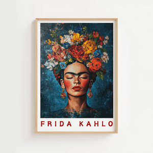 Blomsterkrone Lukket Øjne – Frida Kahlo Plakat