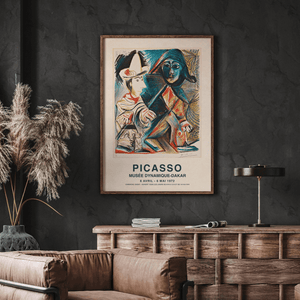 Picasso plakat med farverigt motiv fra Musée Dynamique Dakar 1972.

