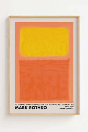 Mark Rothko plakat med abstrakte farvefelter i gul og orange – moderne kunst til hjemmet.