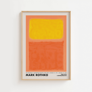 Mark Rothko plakat med abstrakte farvefelter i gul og orange – moderne kunst til hjemmet.