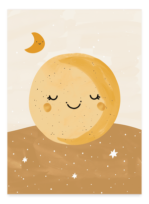 Glad Måne - Børneplakat | Sødt & Drømmende Design til Børn