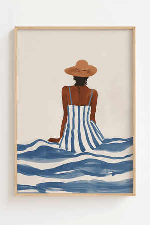 sommer plakat dame på stranden