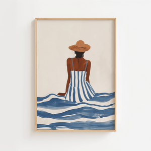 sommer plakat dame på stranden