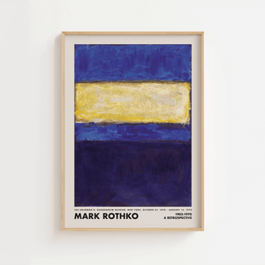 Mark Rothko No.295 plakat med dybe blå og gyldne farvefelter i hans karakteristiske abstrakte maleri-stil.