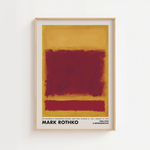 Mark Rothko No.296 plakat med røde og gyldne farvefelter i hans karakteristiske abstrakte stil.