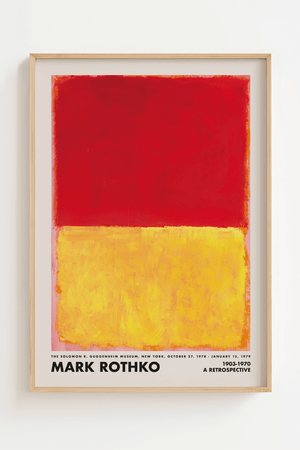 Mark Rothko plakat i røde og gule farver – abstrakt color-field kunst til væggen.
