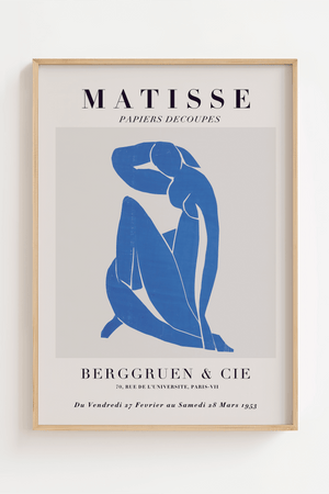 Matisse Blue Nude Wall Art Print, French Exhibition Poster Inspired Minimalist Line Drawing for Elegant Home Decor DIGITAL DOWNLOAD