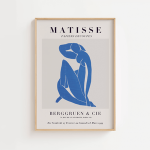 Matisse Blue Nude Wall Art Print, French Exhibition Poster Inspired Minimalist Line Drawing for Elegant Home Decor DIGITAL DOWNLOAD