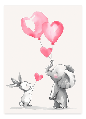 Dyr med balloner -  Børneplakat