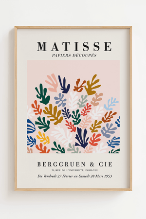 Colorful Garden Matisse plakat med farverige organiske former i papirklip-stil – inspireret af Henri Matisse.