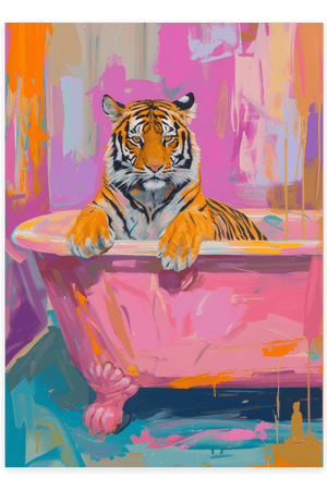 Tiger In Bath - Pink Plakat