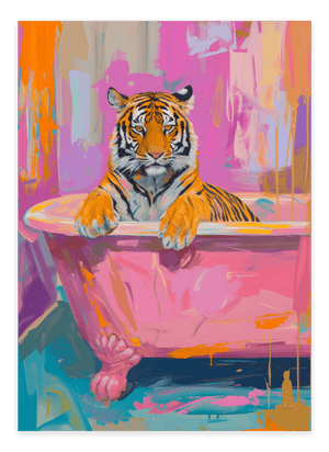 Tiger In Bath - Pink Plakat