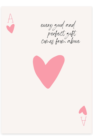 Skab en positiv og inspirerende stemning i dit hjem med Every Good And Perfect Gift Comes From Above - Pink Plakat