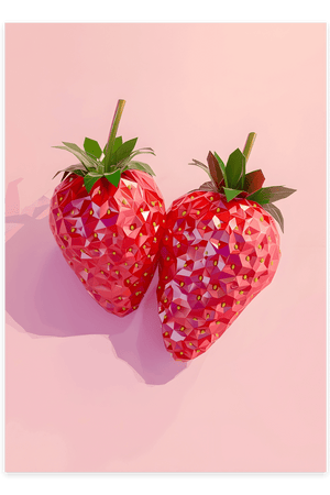 Diamond Strawberry - Pink Plakat | Unik & Moderne Kunst