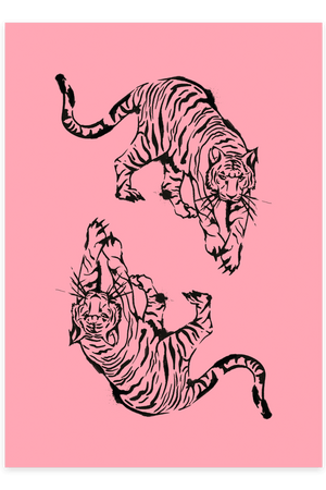 Double Tiger - Pink Plakat | Moderne & Unikt Design