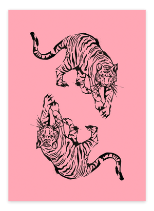 Double Tiger - Pink Plakat | Moderne & Unikt Design