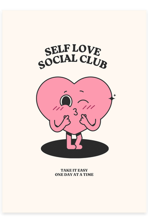 Tilføj et moderne og selvsikkert udtryk til dit hjem med Self Love, Social Club - Pink Plakat. En stilfuld pinke plakat med et inspirerende budskab.