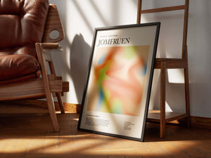 Farverig stjernetegns plakat af Jomfruen med moderne design og illustrative detaljer – perfekt som personlig vægkunst.